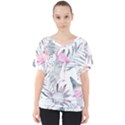 Tropical flamingos V-Neck Dolman Drape Top View1