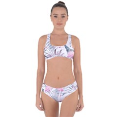 Tropical Flamingos Criss Cross Bikini Set by Sobalvarro