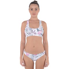 Tropical Flamingos Cross Back Hipster Bikini Set by Sobalvarro