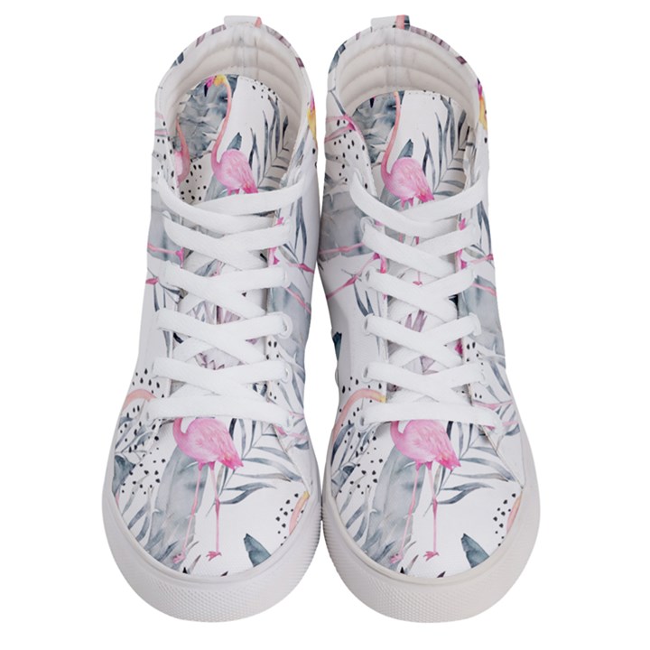 Tropical flamingos Women s Hi-Top Skate Sneakers