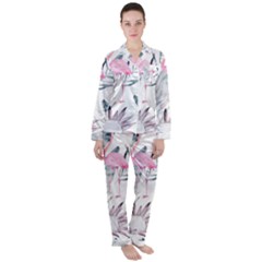 Tropical Flamingos Satin Long Sleeve Pyjamas Set by Sobalvarro