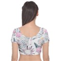 Tropical flamingos Velvet Short Sleeve Crop Top  View2