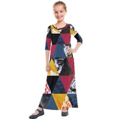 Triangles Kids  Quarter Sleeve Maxi Dress by Sobalvarro