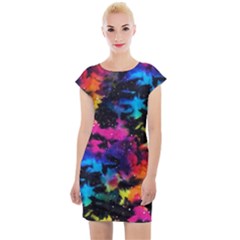 Tie Dye Rainbow Galaxy Cap Sleeve Bodycon Dress by KirstenStar