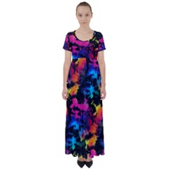 Tie Dye Rainbow Galaxy High Waist Short Sleeve Maxi Dress by KirstenStar