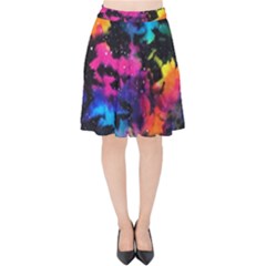 Tie Dye Rainbow Galaxy Velvet High Waist Skirt by KirstenStar