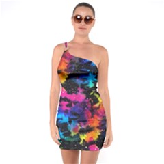 Tie Dye Rainbow Galaxy One Soulder Bodycon Dress by KirstenStar