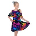 Tie dye rainbow galaxy Kids  Shoulder Cutout Chiffon Dress View1