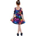 Tie dye rainbow galaxy Kids  Shoulder Cutout Chiffon Dress View2