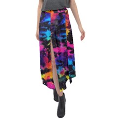 Tie Dye Rainbow Galaxy Velour Split Maxi Skirt by KirstenStar