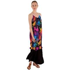 Tie Dye Rainbow Galaxy Cami Maxi Ruffle Chiffon Dress by KirstenStar