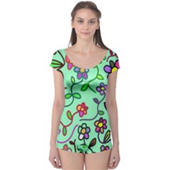 Flowers Floral Plants Boyleg Leotard  by Bajindul