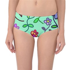 Flowers Floral Plants Mid-waist Bikini Bottoms by Bajindul