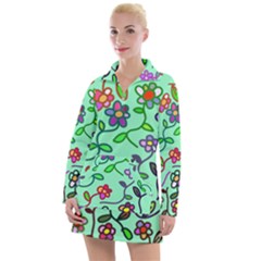 Flowers Floral Plants Women s Long Sleeve Casual Dress by Bajindul