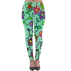 Flowers Floral Plants Lightweight Velour Leggings by Bajindul