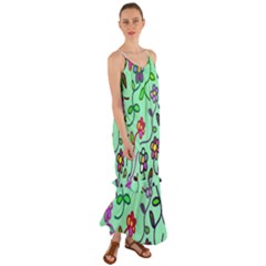 Flowers Floral Plants Cami Maxi Ruffle Chiffon Dress by Bajindul