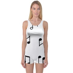 Piano Notes Music One Piece Boyleg Swimsuit