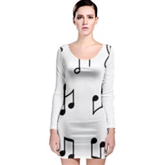 Piano Notes Music Long Sleeve Bodycon Dress