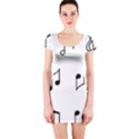 Piano Notes Music Short Sleeve Bodycon Dress View1