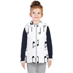 Piano Notes Music Kids  Hooded Puffer Vest