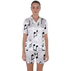 Piano Notes Music Satin Short Sleeve Pyjamas Set by HermanTelo