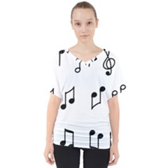 Piano Notes Music V-neck Dolman Drape Top