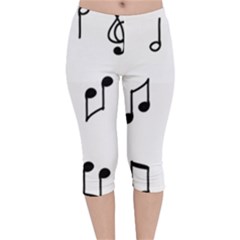 Piano Notes Music Velvet Capri Leggings 