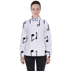 Piano Notes Music Women s High Neck Windbreaker by HermanTelo