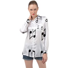 Piano Notes Music Long Sleeve Satin Shirt