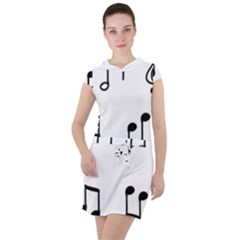 Piano Notes Music Drawstring Hooded Dress