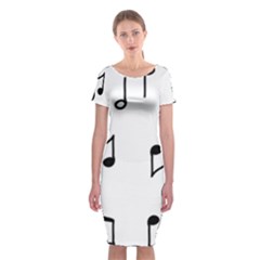 Piano Notes Music Classic Short Sleeve Midi Dress