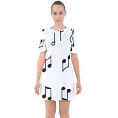 Piano Notes Music Sixties Short Sleeve Mini Dress by HermanTelo