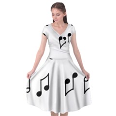 Piano Notes Music Cap Sleeve Wrap Front Dress