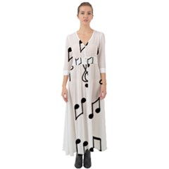 Piano Notes Music Button Up Boho Maxi Dress by HermanTelo