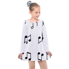 Piano Notes Music Kids  Long Sleeve Dress