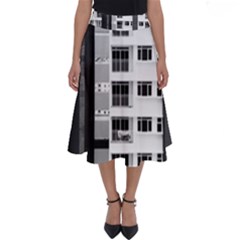 White And Black City Buildings Perfect Length Midi Skirt by Pakrebo