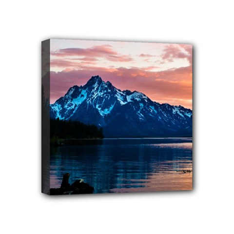 Tree Near Mountain Range Mini Canvas 4  X 4  (stretched) by Pakrebo