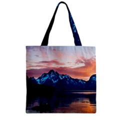 Tree Near Mountain Range Zipper Grocery Tote Bag by Pakrebo