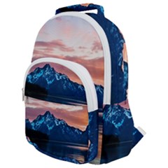 Tree Near Mountain Range Rounded Multi Pocket Backpack by Pakrebo