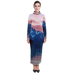 Tree Near Mountain Range Turtleneck Maxi Dress by Pakrebo