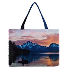 Tree Near Mountain Range Zipper Medium Tote Bag by Pakrebo