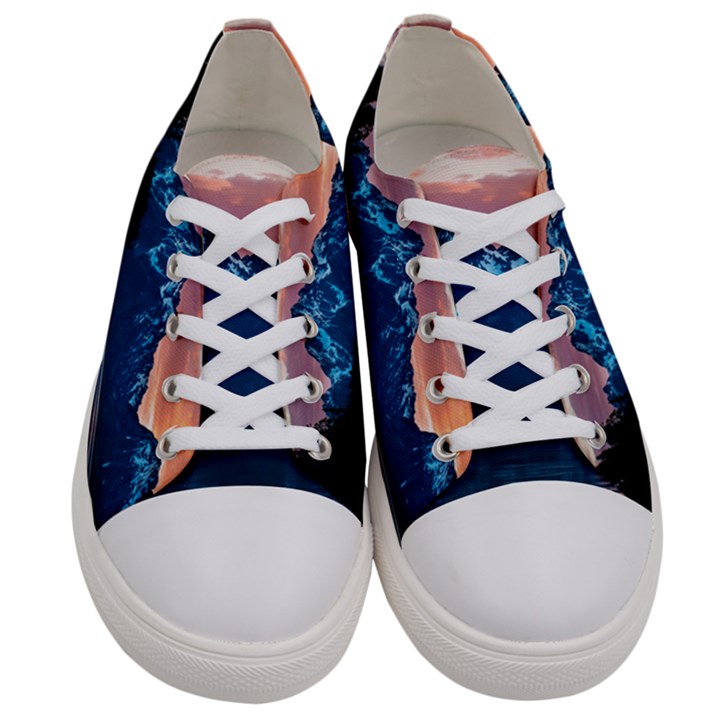 Tree Near Mountain Range Women s Low Top Canvas Sneakers