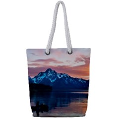 Tree Near Mountain Range Full Print Rope Handle Tote (small) by Pakrebo