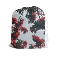 Red Petaled Flowers Drawstring Pouch (xxl)