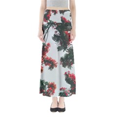 Red Petaled Flowers Full Length Maxi Skirt by Pakrebo