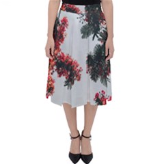 Red Petaled Flowers Classic Midi Skirt by Pakrebo