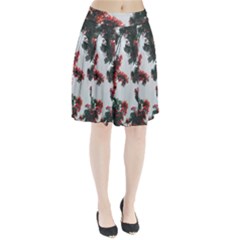 Red Petaled Flowers Pleated Skirt by Pakrebo