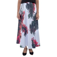 Red Petaled Flowers Flared Maxi Skirt by Pakrebo