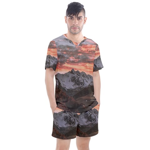 Scenic View Of Snow Capped Mountain Men s Mesh Tee And Shorts Set by Pakrebo