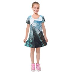 Architectural Design Architecture Building Business Kids  Short Sleeve Velvet Dress by Pakrebo